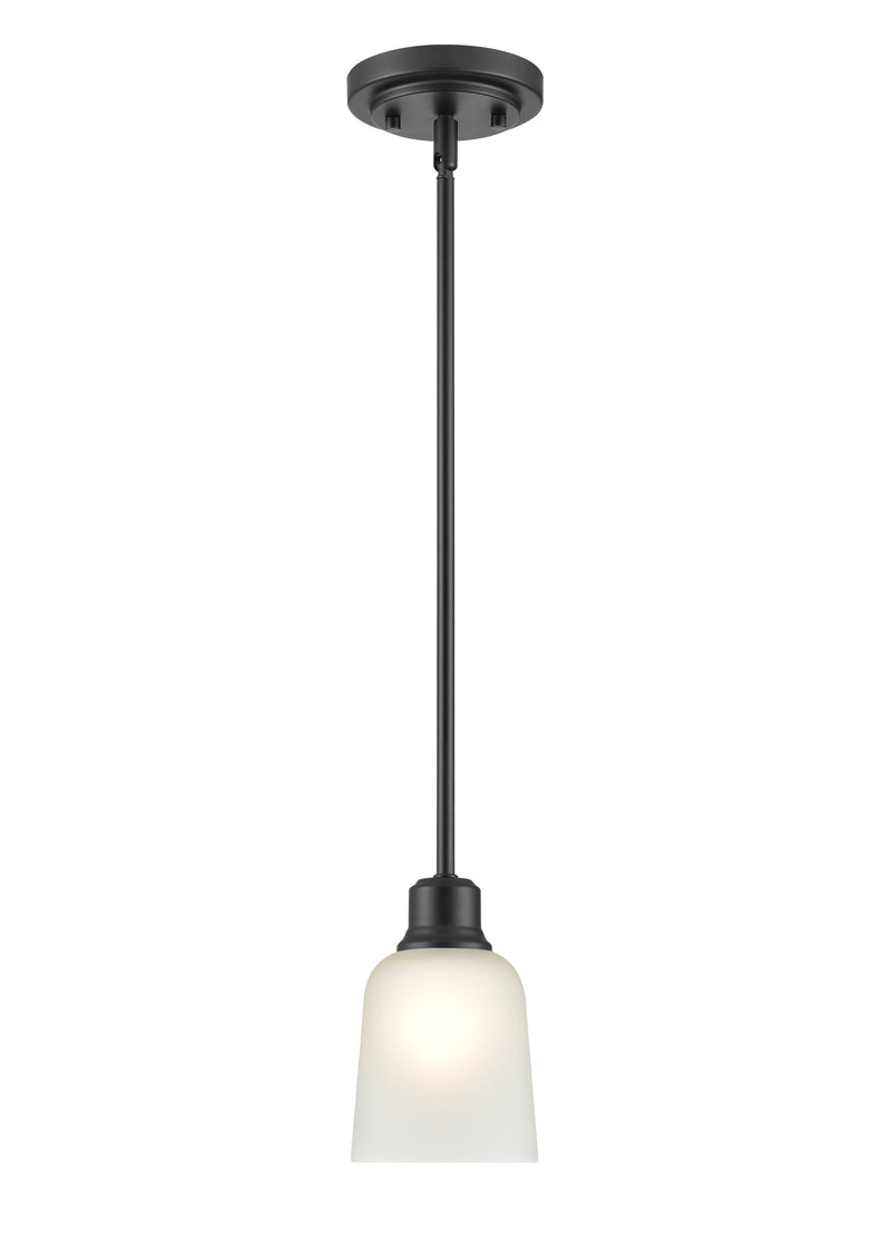 Mini-Pendant Light, Matte Black Finish, Amberle Collection