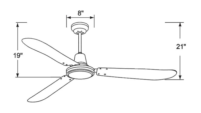 Industrial Fan 3-Blade 56", Brushed Aluminum or White Finish