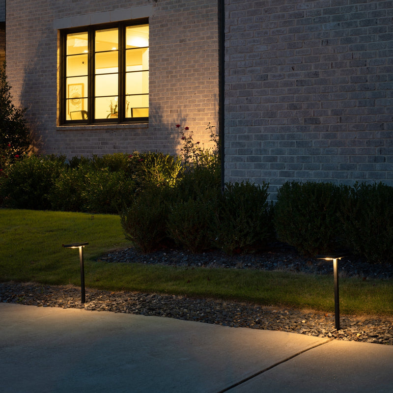 Contemporary Square Solar Path Light with 3 Ground Stake Mounting Options, Bronze