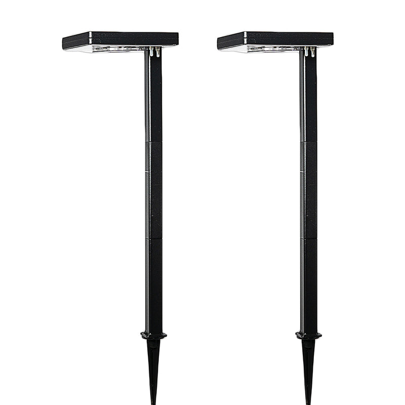 2 Pack LED Contemporary Square Solar Path Light with 3 Ground Stake Mounting Options, 80 Lumens, 2W, CCT Selectable 2700K/6000K, Black or Bronze Finish