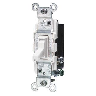 Three Way Toggle Switch, 15 Amp, 120 Volt, White