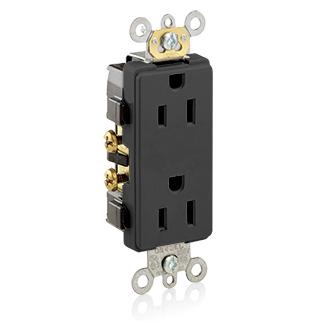 Commercial Grade Duplex Receptacle, 15 Amp, 125V, Black