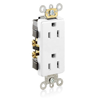 Commercial Grade Duplex Receptacle, 15 Amp, 125V, White