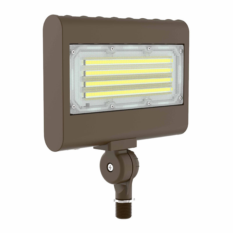 LED Architectural Flood Light with 1/2" Knuckle, Selectable Wattage 15/20/30/50 Watts, Selectable CCT 120-277V, Bronze or White Finish