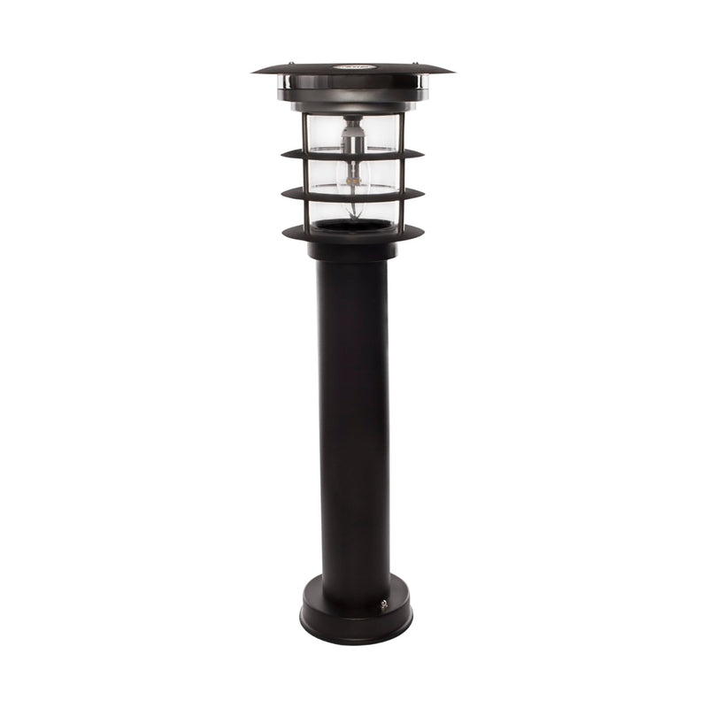 Stainless Steel Bollard Solar Lamp with Mini EZ Anchor, 100 Lumens, Black or Silver