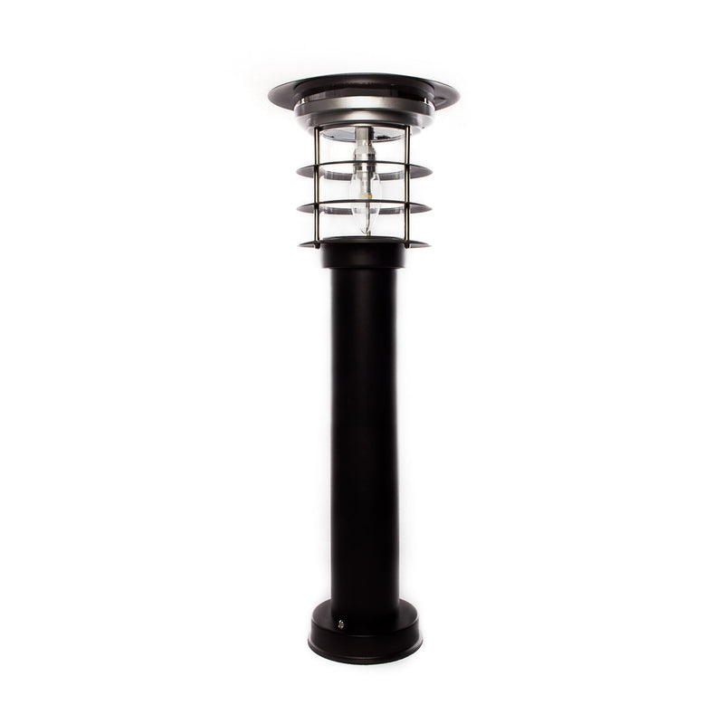 Stainless Steel Bollard Solar Lamp with Mini EZ Anchor, 100 Lumens, Black or Silver