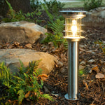 Stainless Steel Bollard Solar Lamp with Mini EZ Anchor, 100 Lumens, Black or Silver