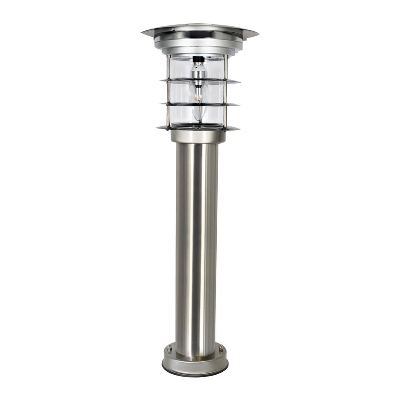 Stainless Steel Bollard Solar Lamp with Mini EZ Anchor, 100 Lumens, Black or Silver