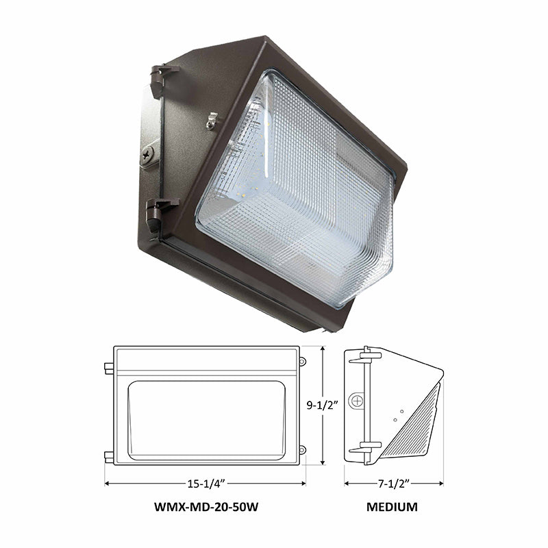 LED Multi-Power Non-Cutoff Wall Pack, 6800 Lumens, 3000K, 4000K or 5000K, 120-277V