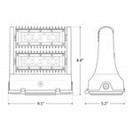 LED Adjustable Wall Pack, 80 Watt, 10400 Lumens,120-277V, 3000K, 4000K, or 5000K CCT Available, Bark Bronze