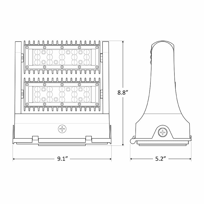 LED Adjustable Wall Pack, 80 Watt, 10400 Lumens,120-277V, 3000K, 4000K, or 5000K CCT Available, Bark Bronze