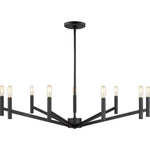 Vector 9 Light 36" Chandelier Ceiling Light, Midnight Black and Satin Brass