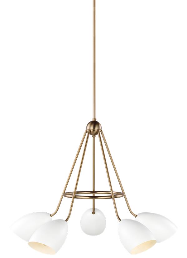 Summer Collection - Five Light Chandelier | Finish: Matte White / Satin Brass - 3175905EN3-115