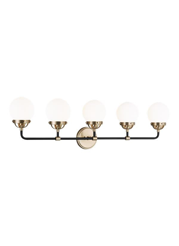 Cafe Collection - Five Light Wall / Bath | Finish: Satin Brass / Midnight Black - 4487905EN-848