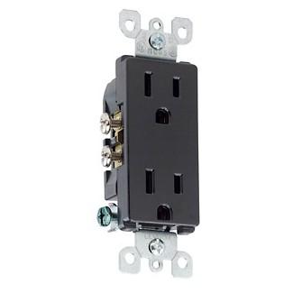 Decora Duplex Receptacle, 15 Amp, 125V, Black