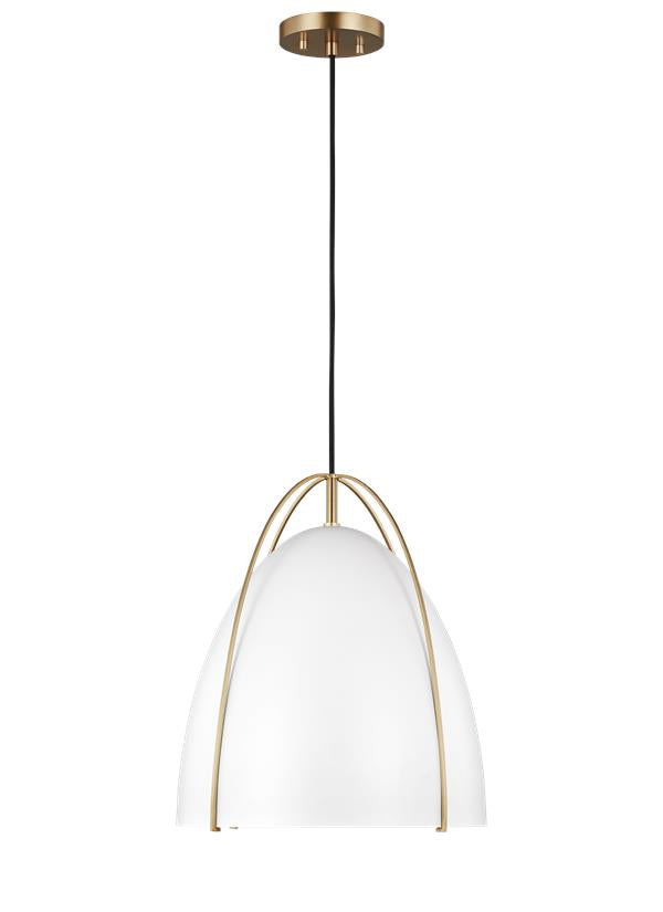 Norman Collection - One Light Pendant | Finish: Satin Bronze / Matte White - 6551801EN3-848