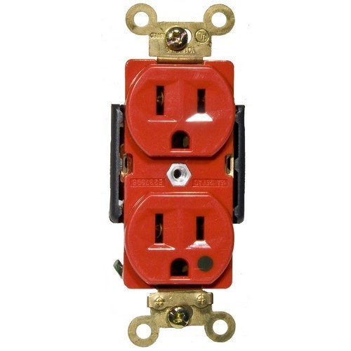 Hospital Grade Duplex Receptacle Red 15A-125V