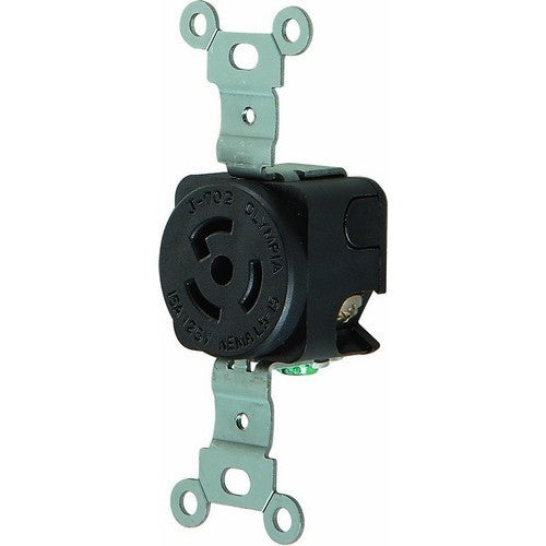 Twist Lock Wall Mount Receptacles, 2 Pole 3 Wire 15A