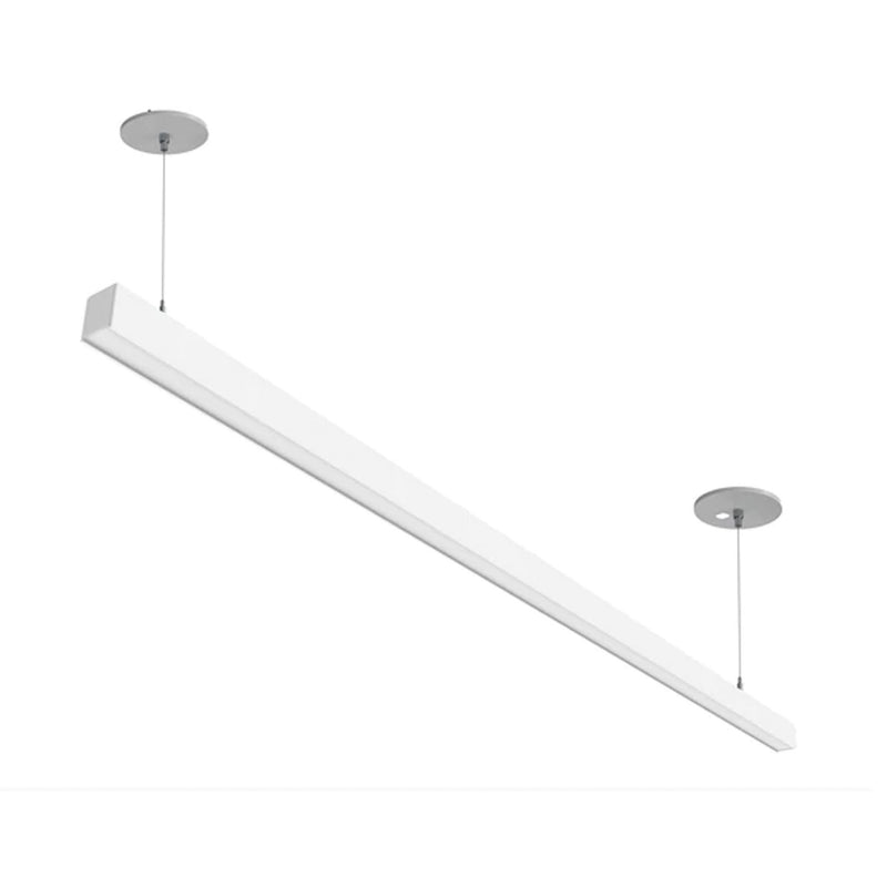 8 FT Linear Suspended LED Beam, 9200 Lumen Max, 80W, CCT Selectable, 0-10V Dimmable, 120-277V, Transparent Frosted Housing, Power Feed Cable Included