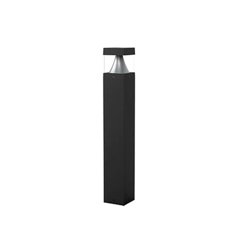 LED 42" Flat Top Square Bollard, 1496 Lumens, Wattage and CCT Selectable, 120-277V, Cone Reflector, Clear Lens, Black or Brown Finish