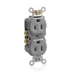 Commercial Spec Grade Duplex Receptacle, 15 Amp, 125V, Gray