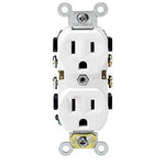 Commercial Spec Grade Duplex Receptacle, 15 Amp, 125V, White