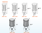 LED Corn Bulb 3CCT + 3 Power Select IP64 Clear Lens, E39 Base