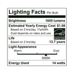 25PK LED A19 Bulb, 15 Watt, 120V, 1600 Lumens, 2700K, 3000K, 4000K, 5000K