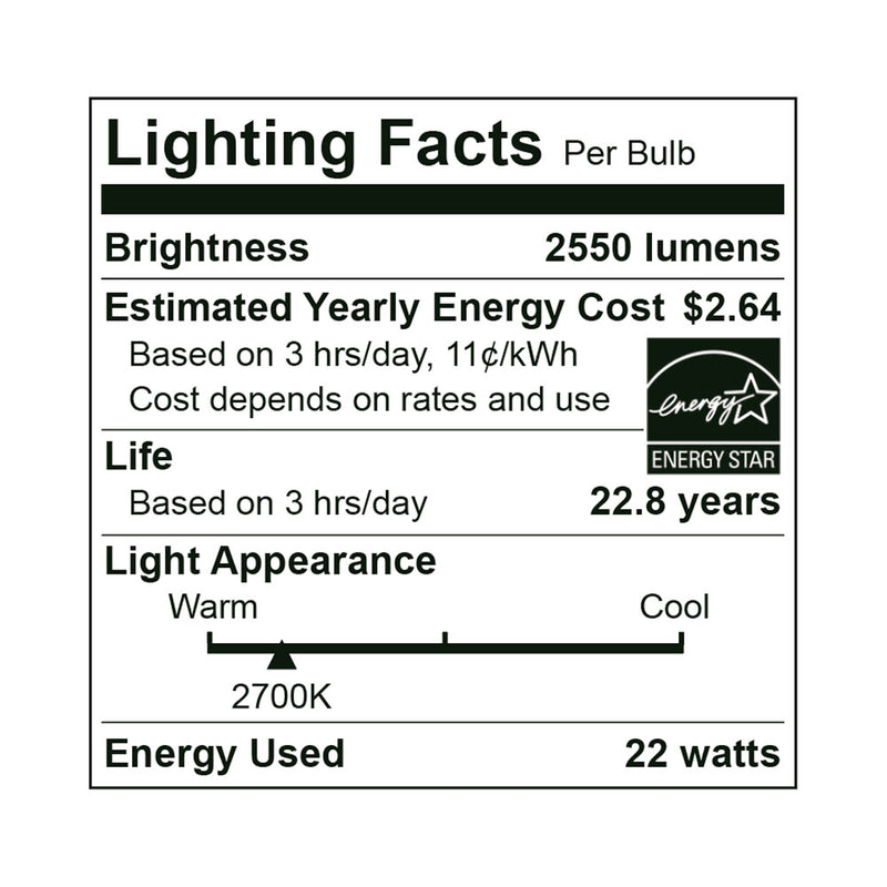 25PK LED A21 Bulb, 22 Watt, 120V, 2550 Lumens, 2700K, 3000K, 4000K, 5000K