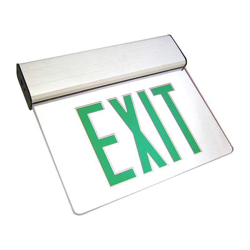 Edgelit Aluminum Exit Sign, Single Face, Red Letter