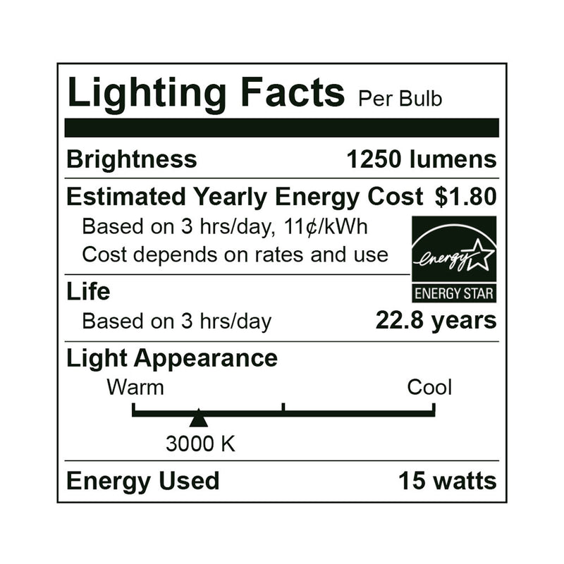 25PK LED PAR38 Long Neck Directional Bulb, 15W, 120V, 2700K, 3000K, 4000K or 5000K