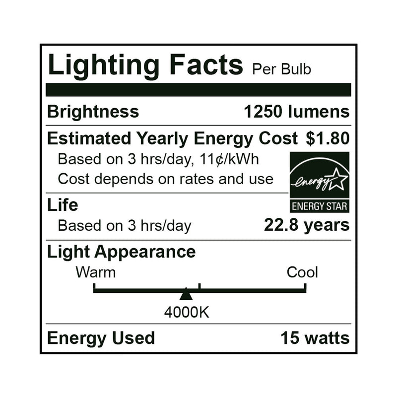 25PK LED PAR38 Long Neck Directional Bulb, 15W, 120V, 2700K, 3000K, 4000K or 5000K