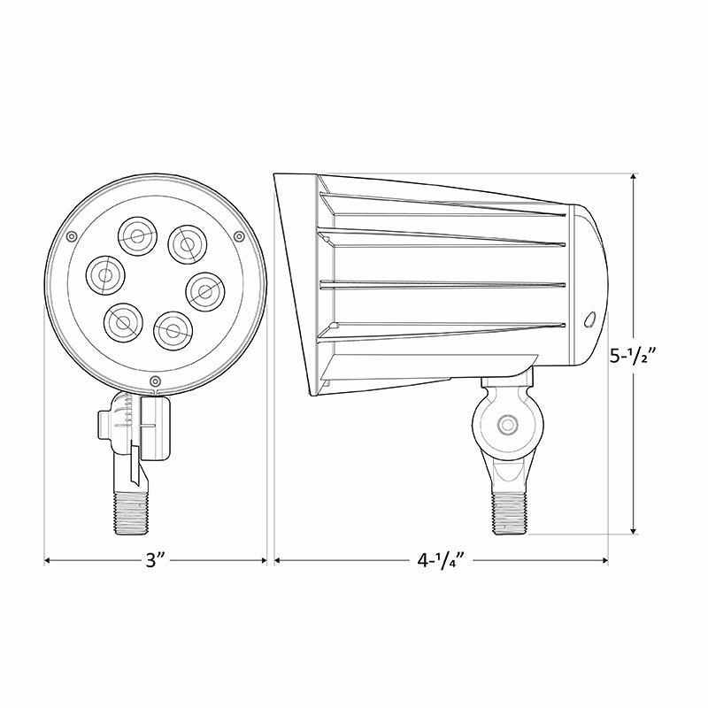 LED Bullet Flood Light, 15 Watt, 1900 Lumens, 3000K or 5000K, Knuckle Mount, 120-277V