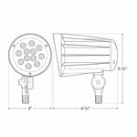 LED Bullet Flood Light, 28 Watt, 3500 Lumens, 3000K or 5000K, Knuckle Mount, 120-277V