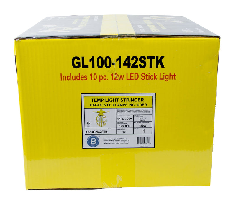 Bergen Industries GL100142STK Temp Light String, 14/2, 100ft, 15A Male & Female LED Included