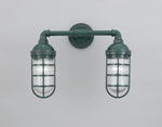 Hi-Lite Saucer Vapor Tight Jar Double Sconce - Green/Standard (shown with ribbed glass)