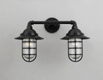 Hi-Lite Angle Vapor Tight Jar Double Sconce - Black/Standard (shown with frosted glass and 8" shade)