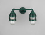 Hi-Lite Layered Vapor Tight Jar Double Sconce - Dark Green/Standard (shown with ribbed glass)