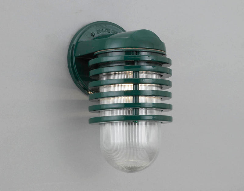 Hi-Lite Layered Vapor Tight Jar Half Sconce - Dark Green/Large (shown with ribbed glass)