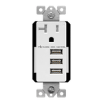 5.8A Three USB Type A Wall Outlet Charger  with Single 20A Tamper-Resistant  Receptacle