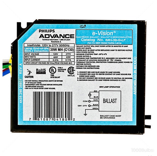 Philips Advance Electronic HID Ballast - 39W Metal Halide - 120-277V