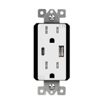 5.8A USB Type A/Type-C Wall  Outlet Charger with 15A  Tamper-Resistant Receptacle