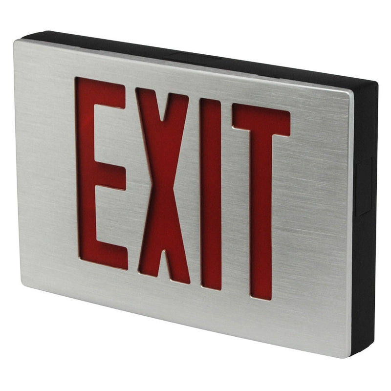 LED Die-Cast Aluminum Exit Sign, Universal Single/Double faced, Red