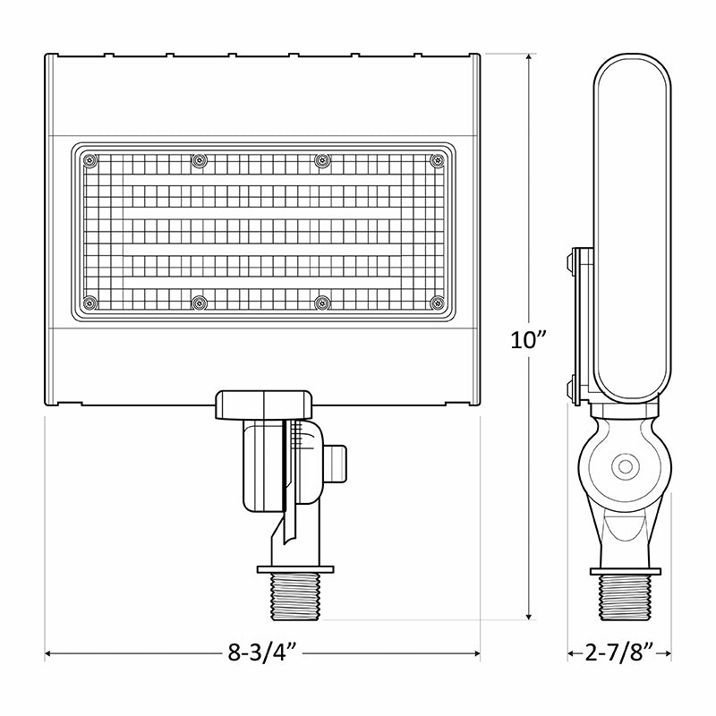 LED Architectural Flood Light with 1/2" Knuckle, Selectable Wattage 10/15/20/30W, Selectable CCT, 120-277V, Bronze or White Finish