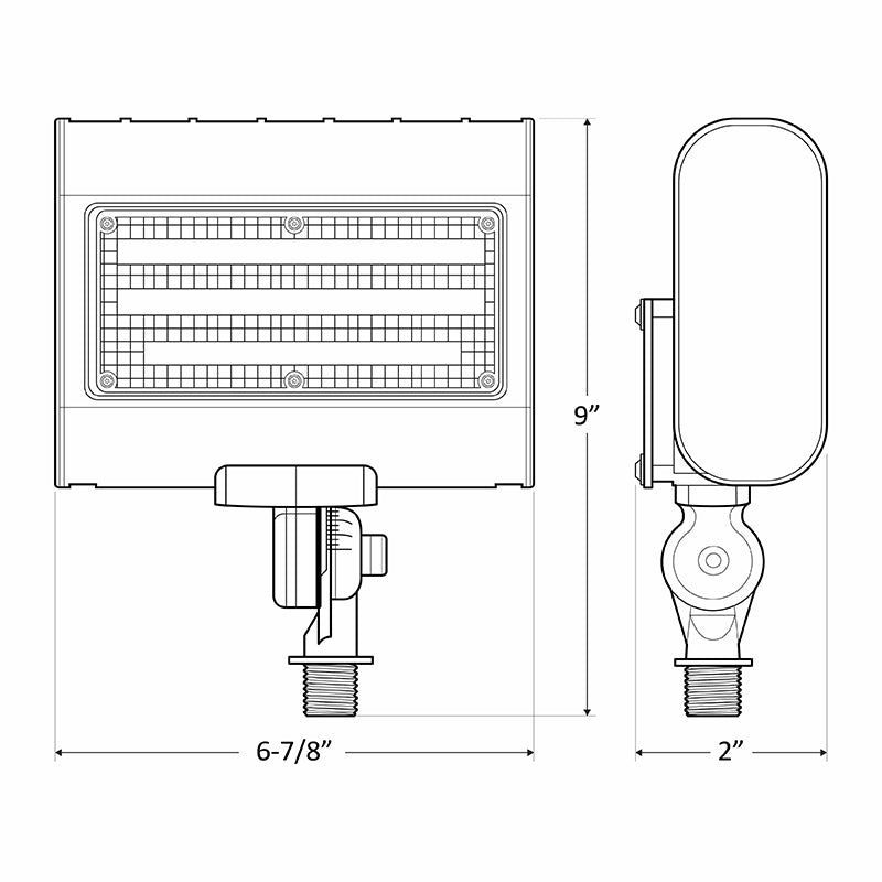 LED Architectural Flood Light with 1/2" Knuckle, Selectable Wattage 10/15/20/30W, 3000K, 4000K, or 5000K, 120-277V