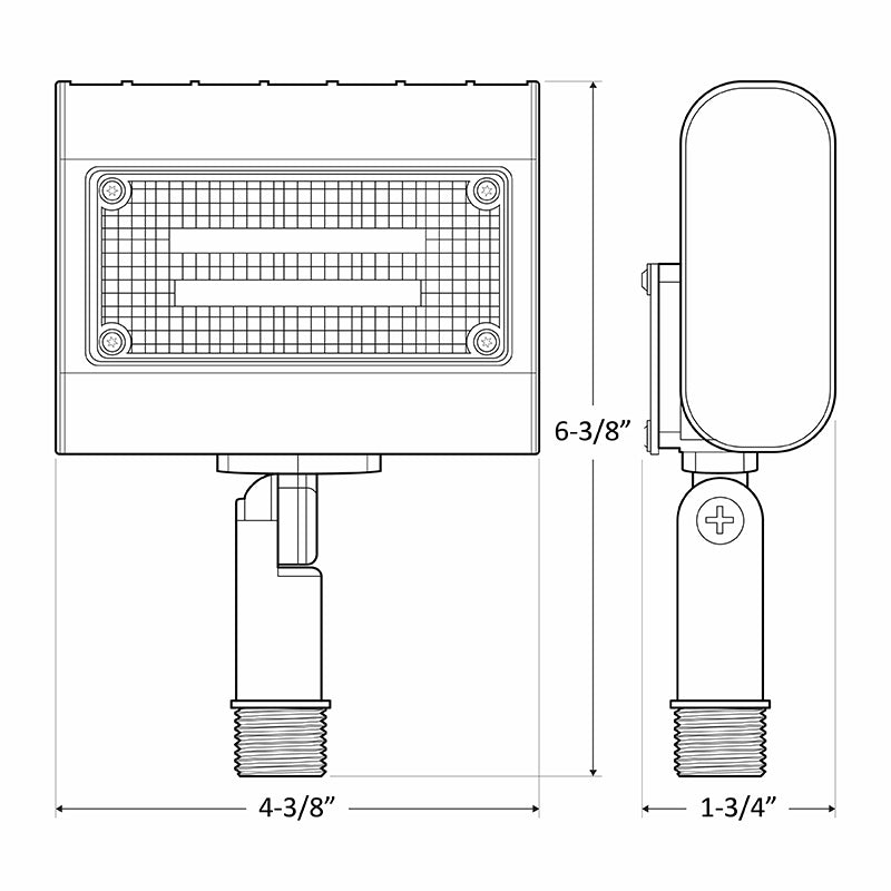 LED Architectural Flood Light with 1/2" Knuckle, 15 watt, 3000K, 4000K, or 5000K, 120-277V