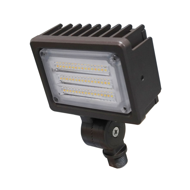 LED Flood Light, 4000 or 7000 Lumens, CCT Selectable, 120-277V, Yoke Mount and Ground Stake Mount Options, Dark Bronze Finish