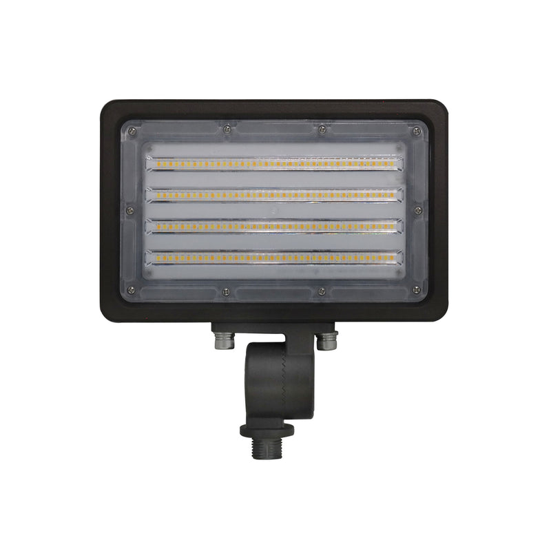 LED Flood Light, 4000 or 7000 Lumens, CCT Selectable, 120-277V, Yoke Mount and Ground Stake Mount Options, Dark Bronze Finish