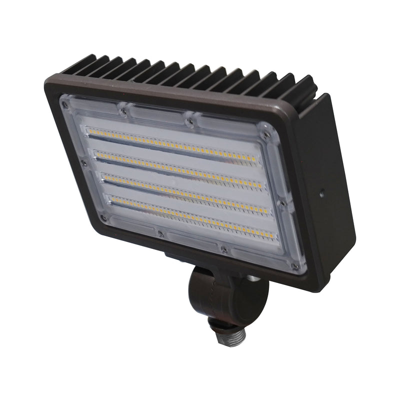 LED Flood Light, 4000 or 7000 Lumens, CCT Selectable, 120-277V, Yoke Mount and Ground Stake Mount Options, Dark Bronze Finish