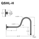 Quick Ship 12" Deep Shade Hi-Lite Gooseneck, Classic Collection, H-QSN16112 Series (Black, White, Galvanized Finishes)